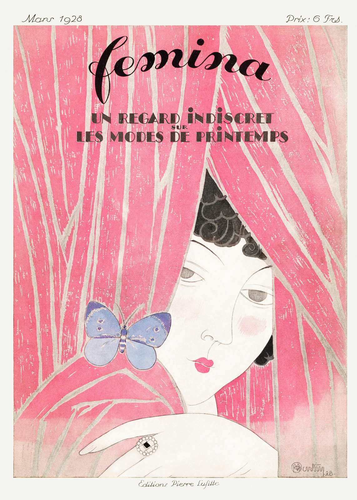 Elegant Art Nouveau Butterfly & Lady Wall Art