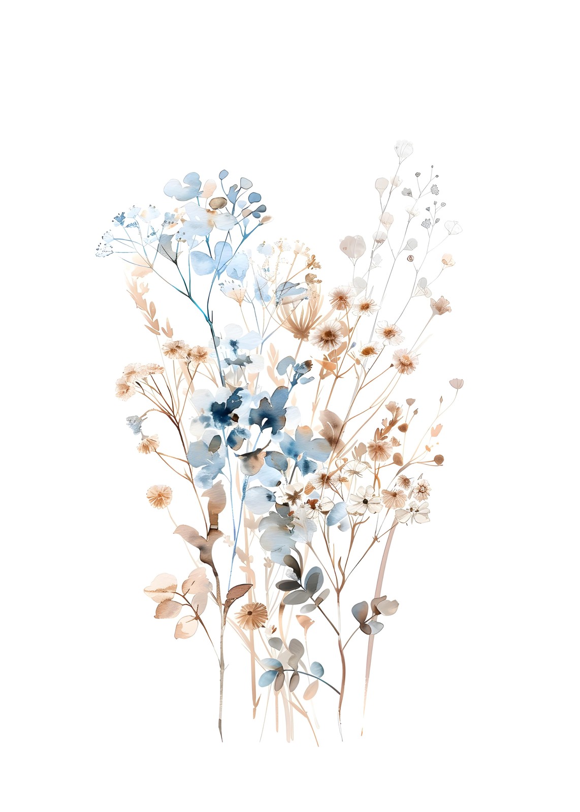 Soft Meadow Wildflowers Watercolor Wall Art