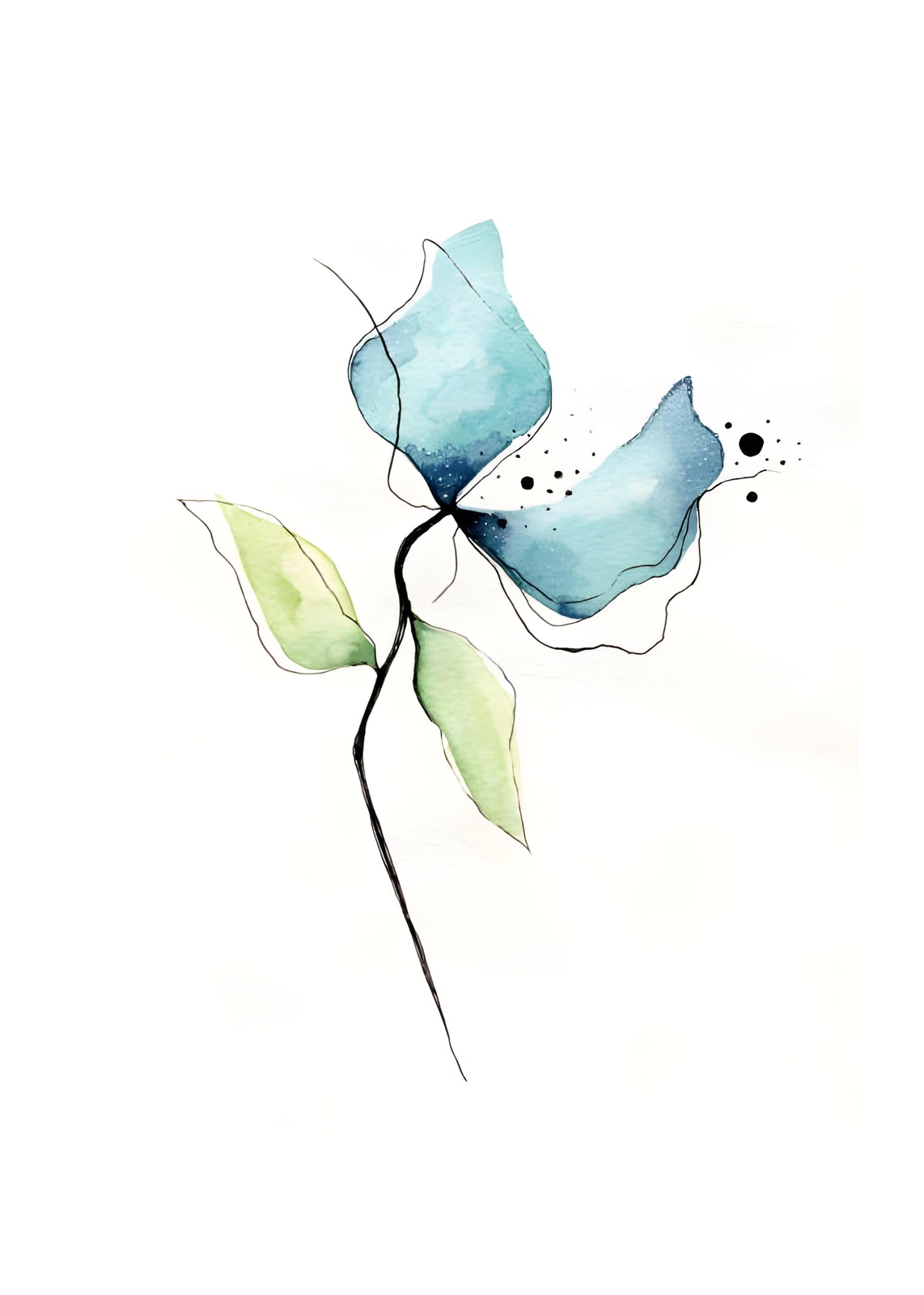 Serene Blue Floral Watercolor Wall Art