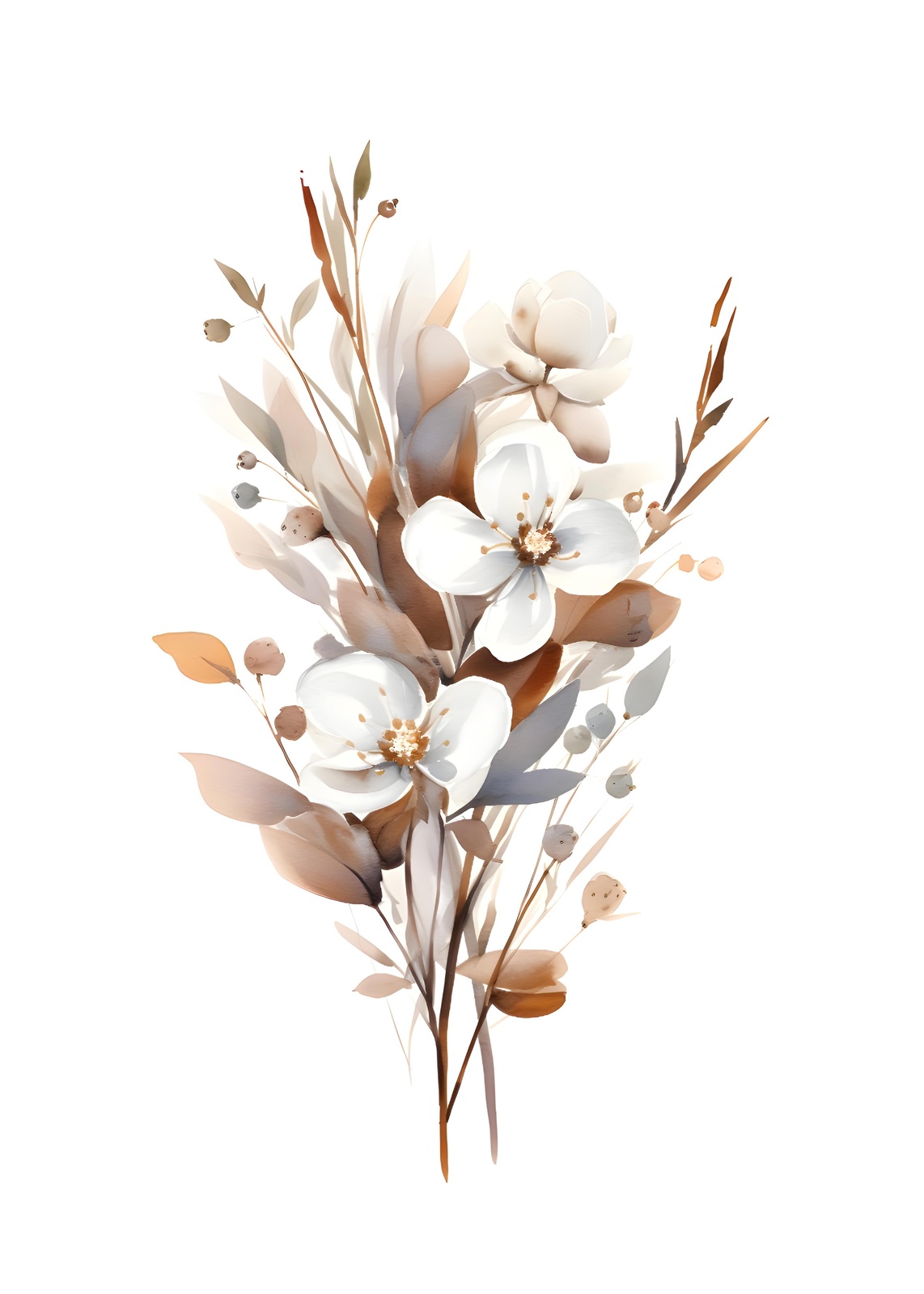 Elegant White Floral Bouquet Wall Art