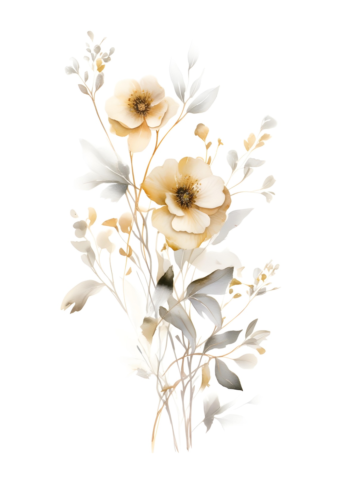 Elegant Floral Botanical Watercolor Wall Art