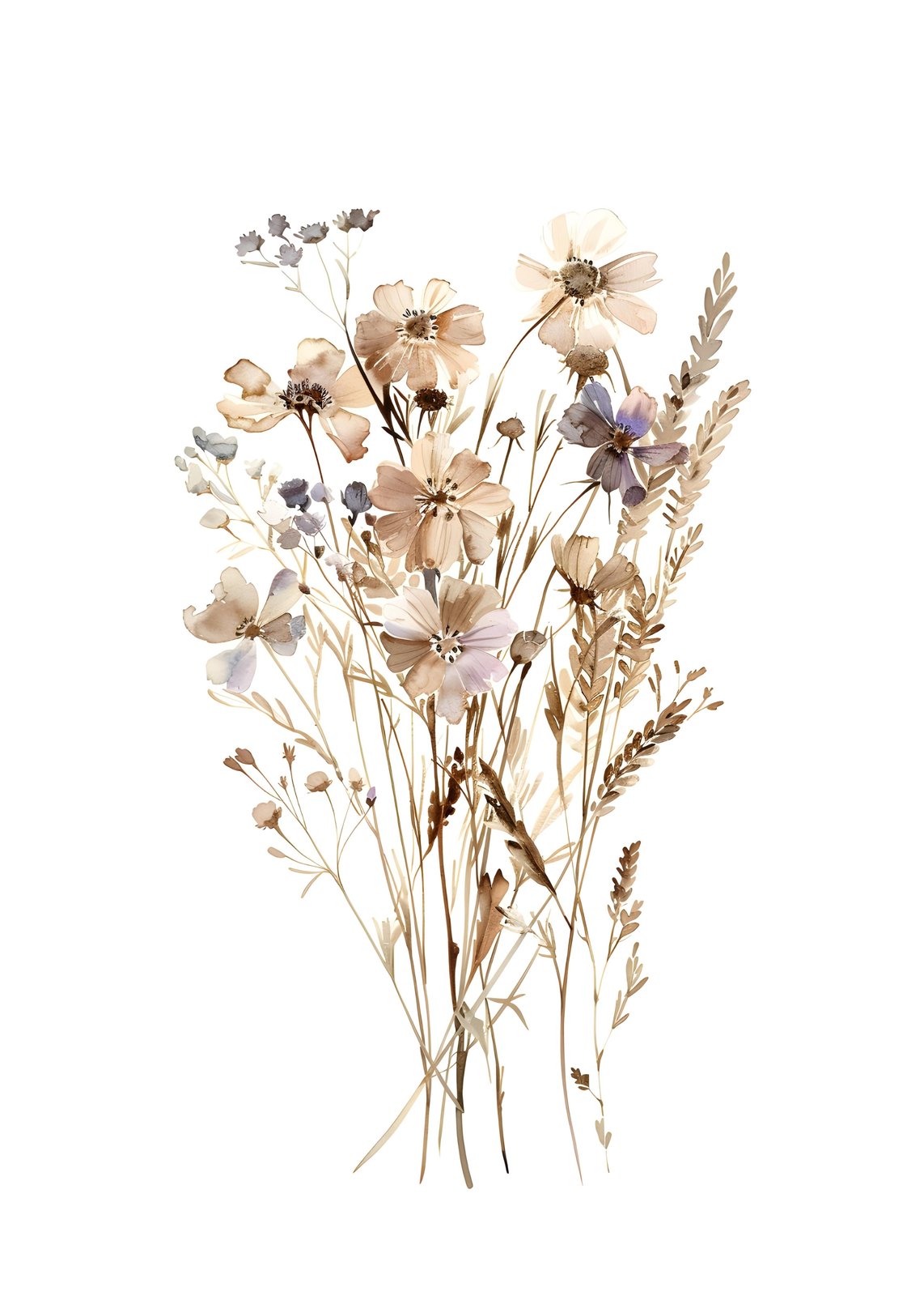 Bohemian Meadow Floral Watercolor Wall Art