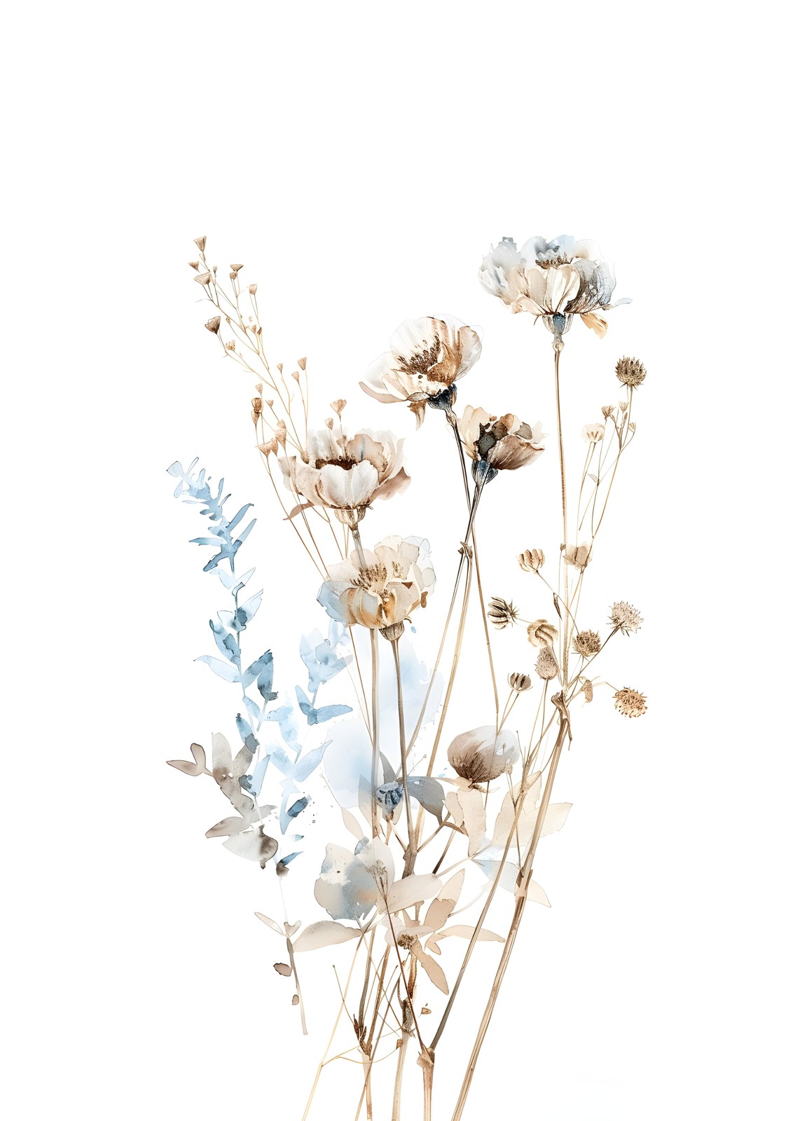 Ethereal Dried Botanicals Watercolor Wall Art