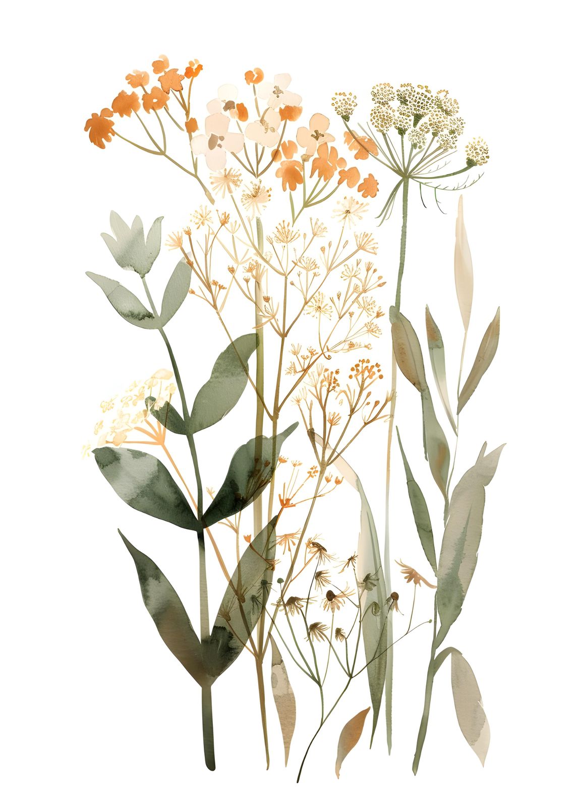 Ethereal Meadow Watercolor Botanical Wall Art