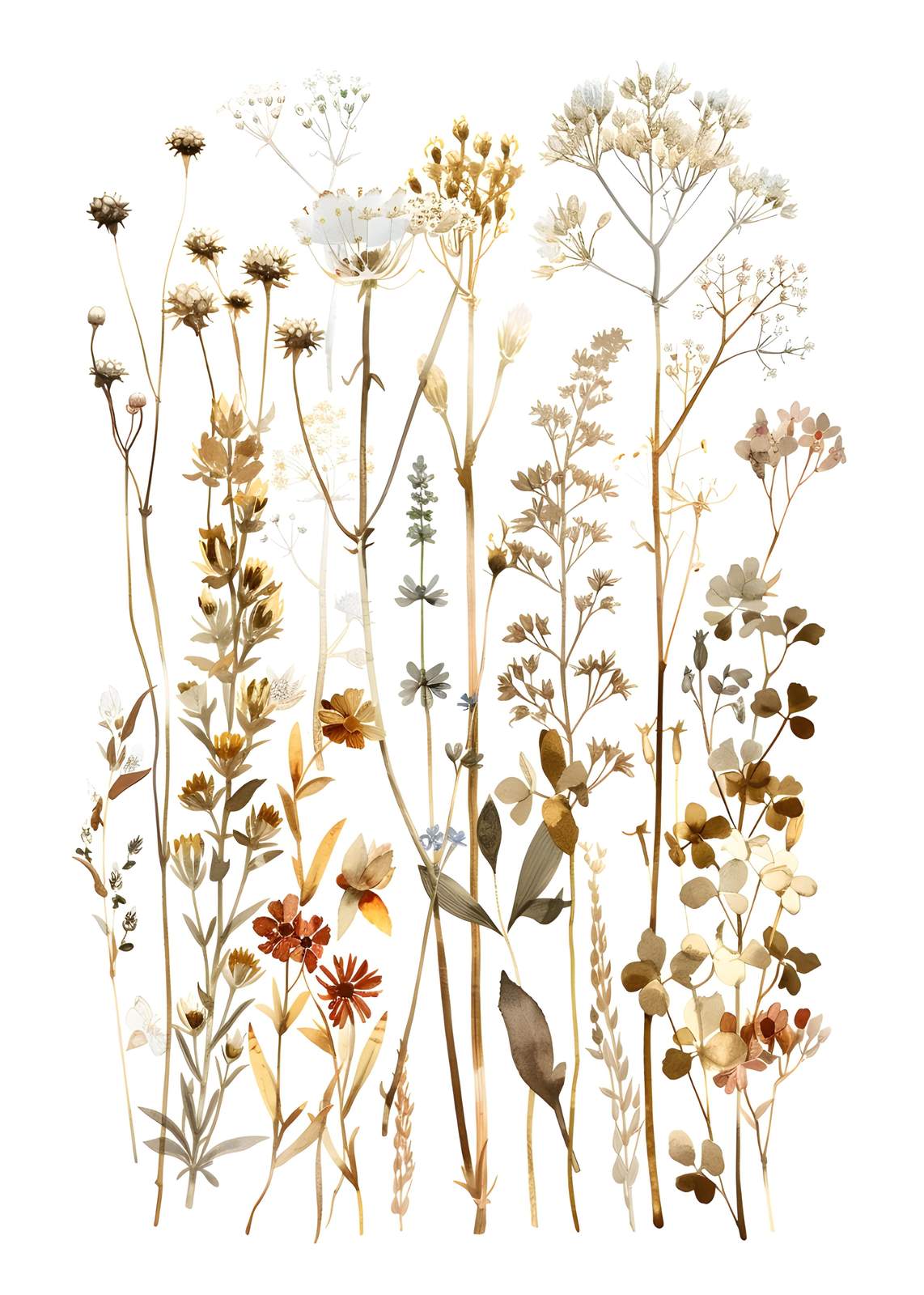 Ethereal Meadow Botanical Watercolor Wall Art
