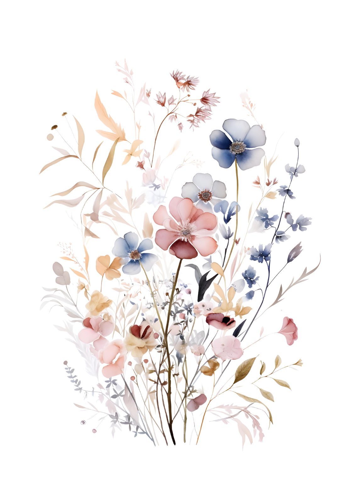 Soft Meadow Floral Watercolor Wall Art