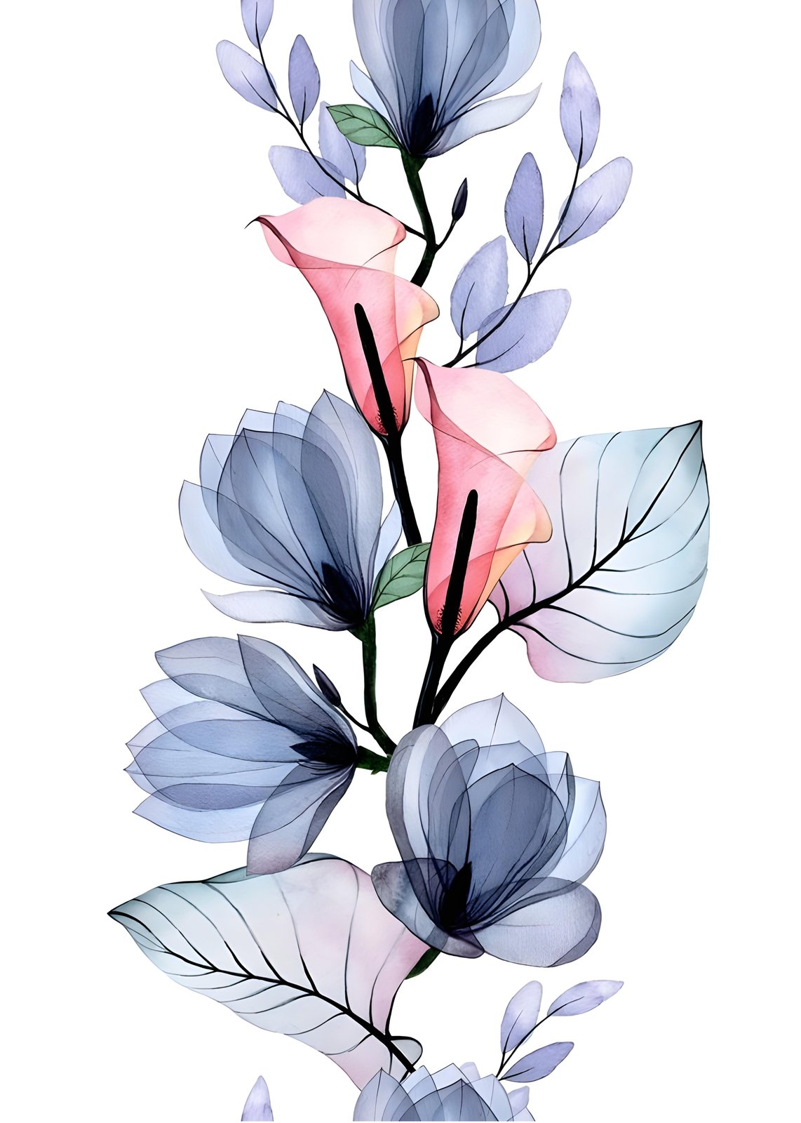 Elegant Floral Radiance Watercolor Wall Art