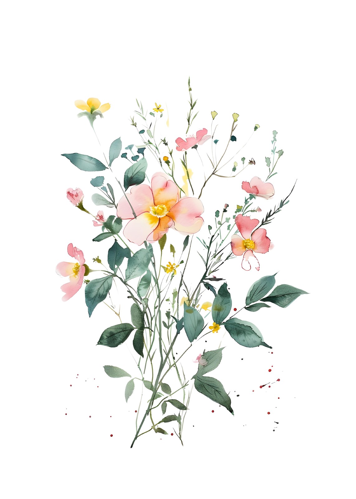Delicate Watercolor Floral Meadow Wall Art