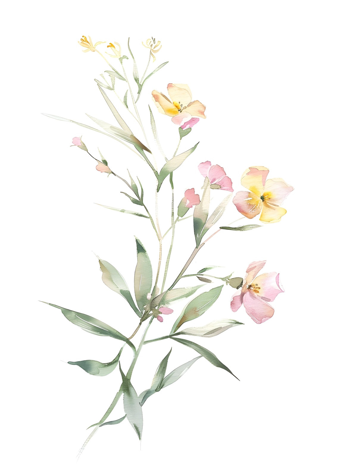 Delicate Floral Watercolor Art Wall Art