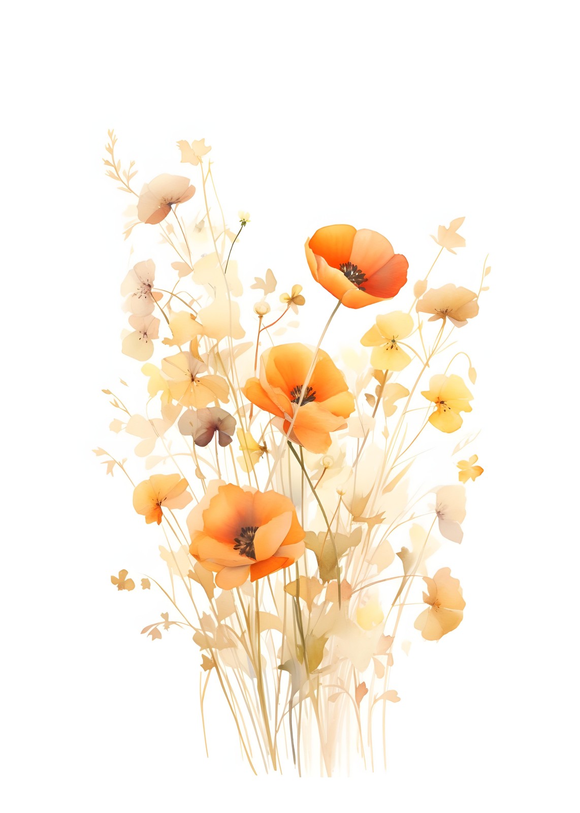 Elegant Orange Poppy Meadow Wall Art