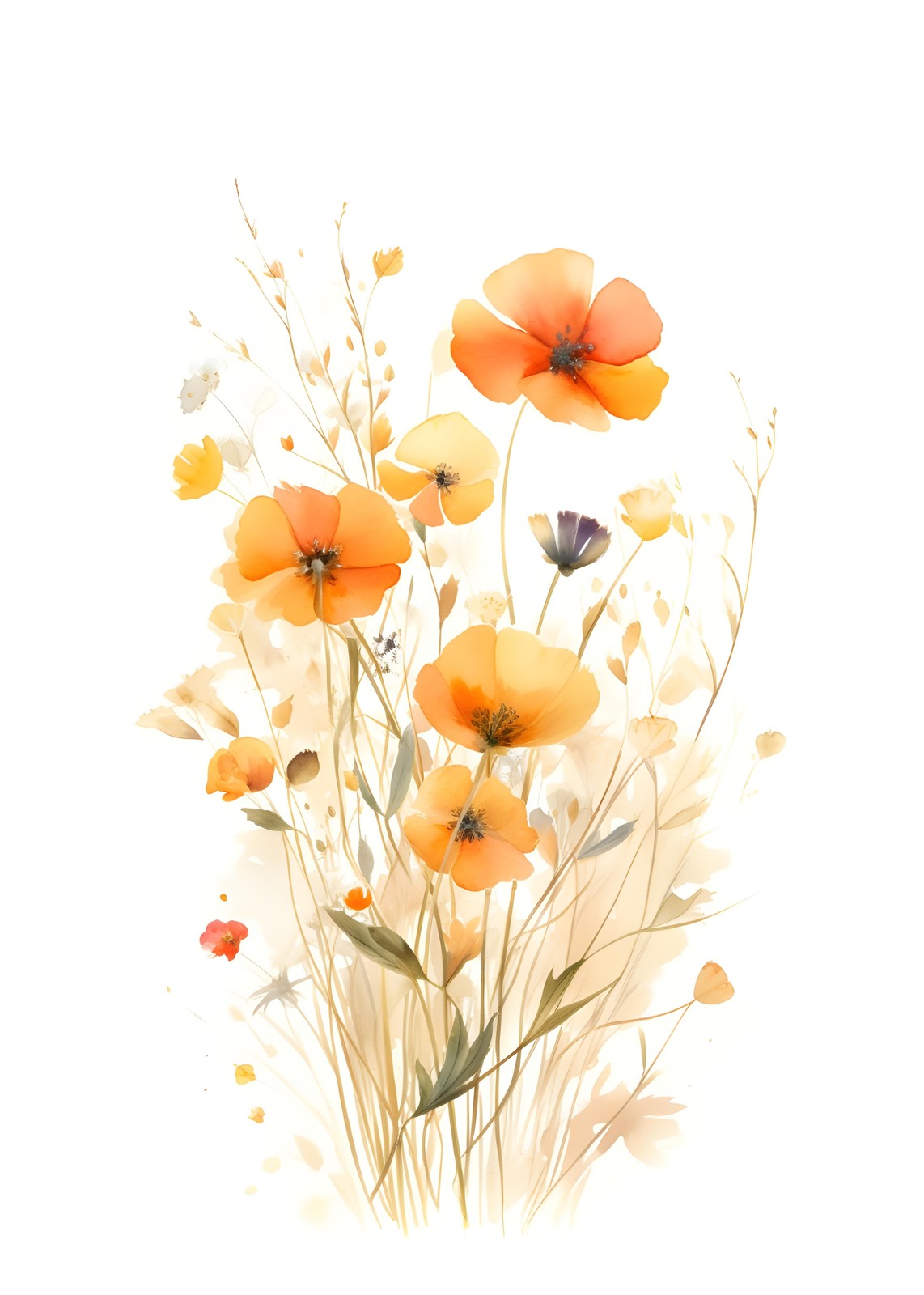 Vibrant Orange Poppy Meadow Wall Art