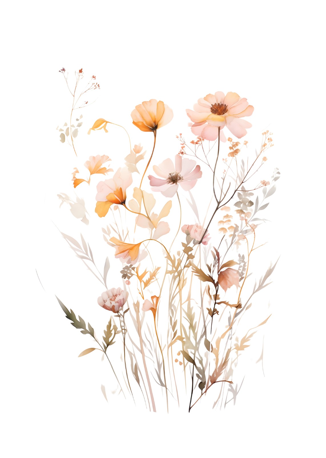 Soft Botanical Watercolor Floral Wall Art