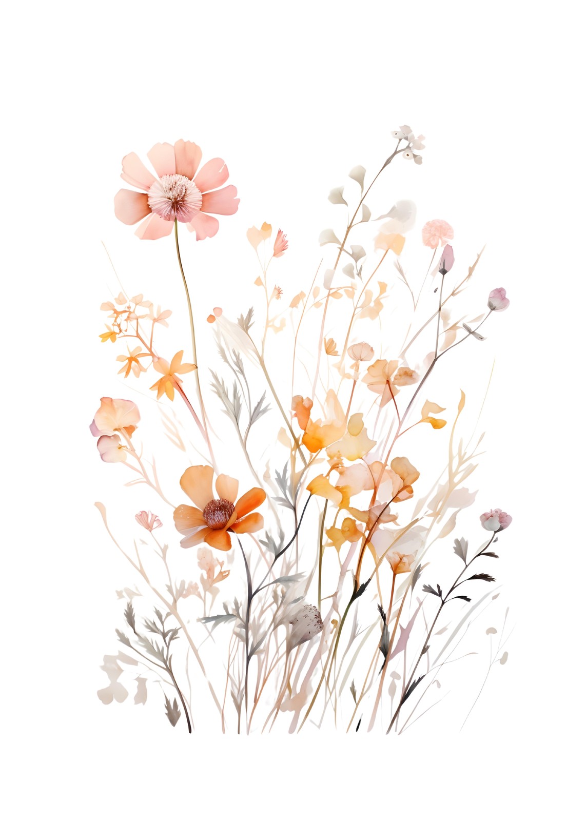 Soft Watercolor Floral Meadow Wall Art