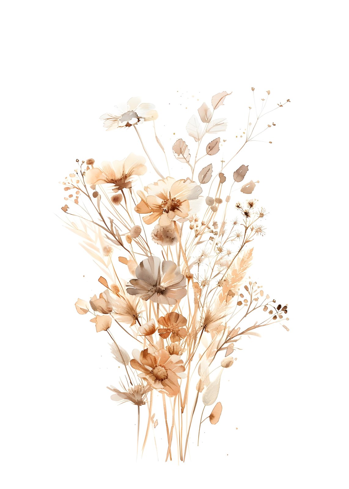 Ethereal Boho Floral Watercolor Wall Art