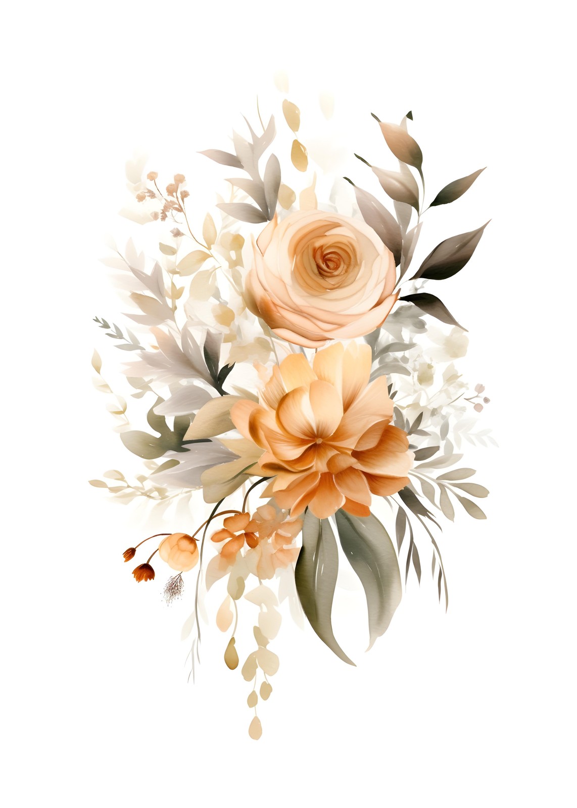 Ethereal Peach Floral Arrangement Wall Art