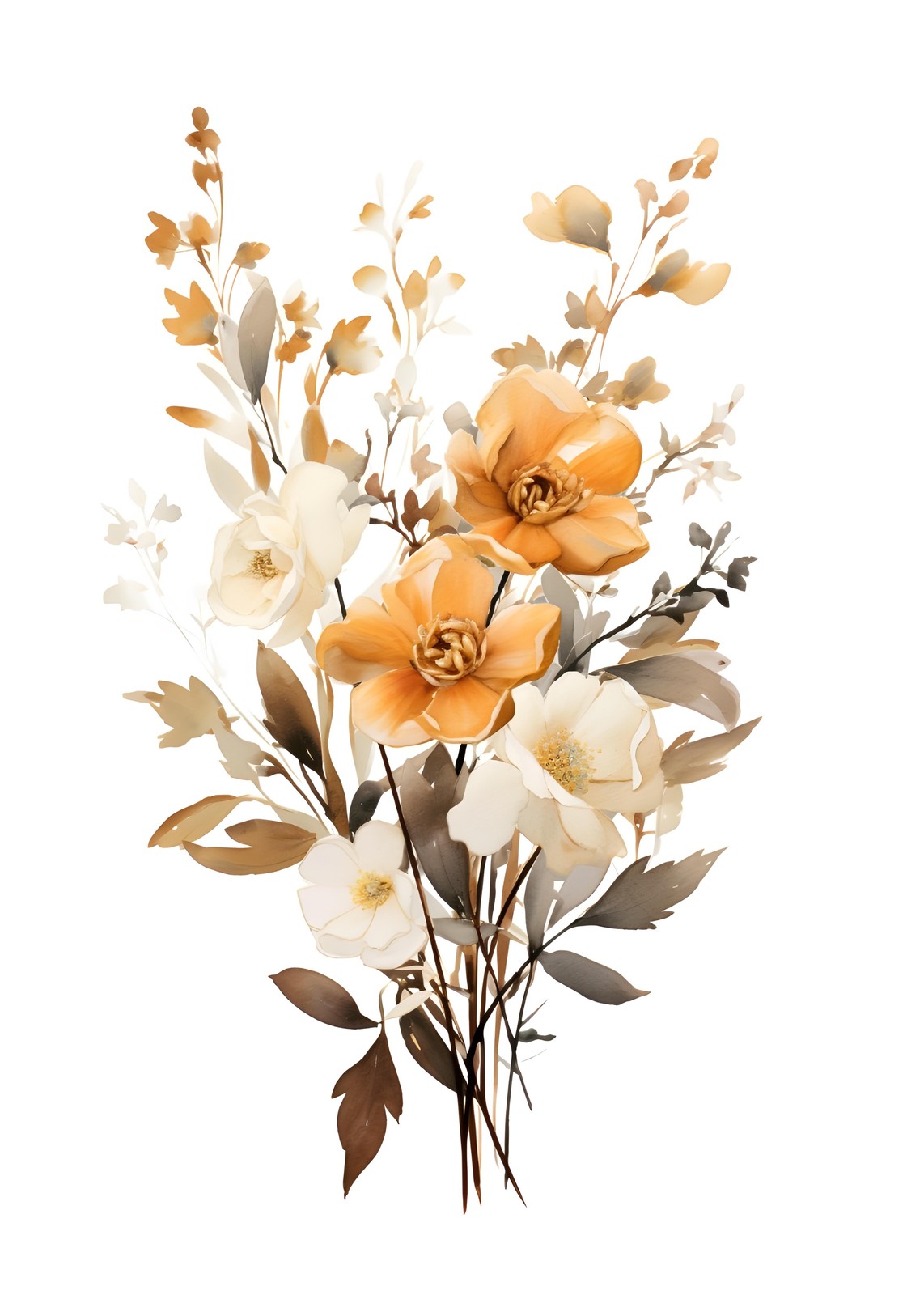 Elegant Amber Floral Bunch Wall Art