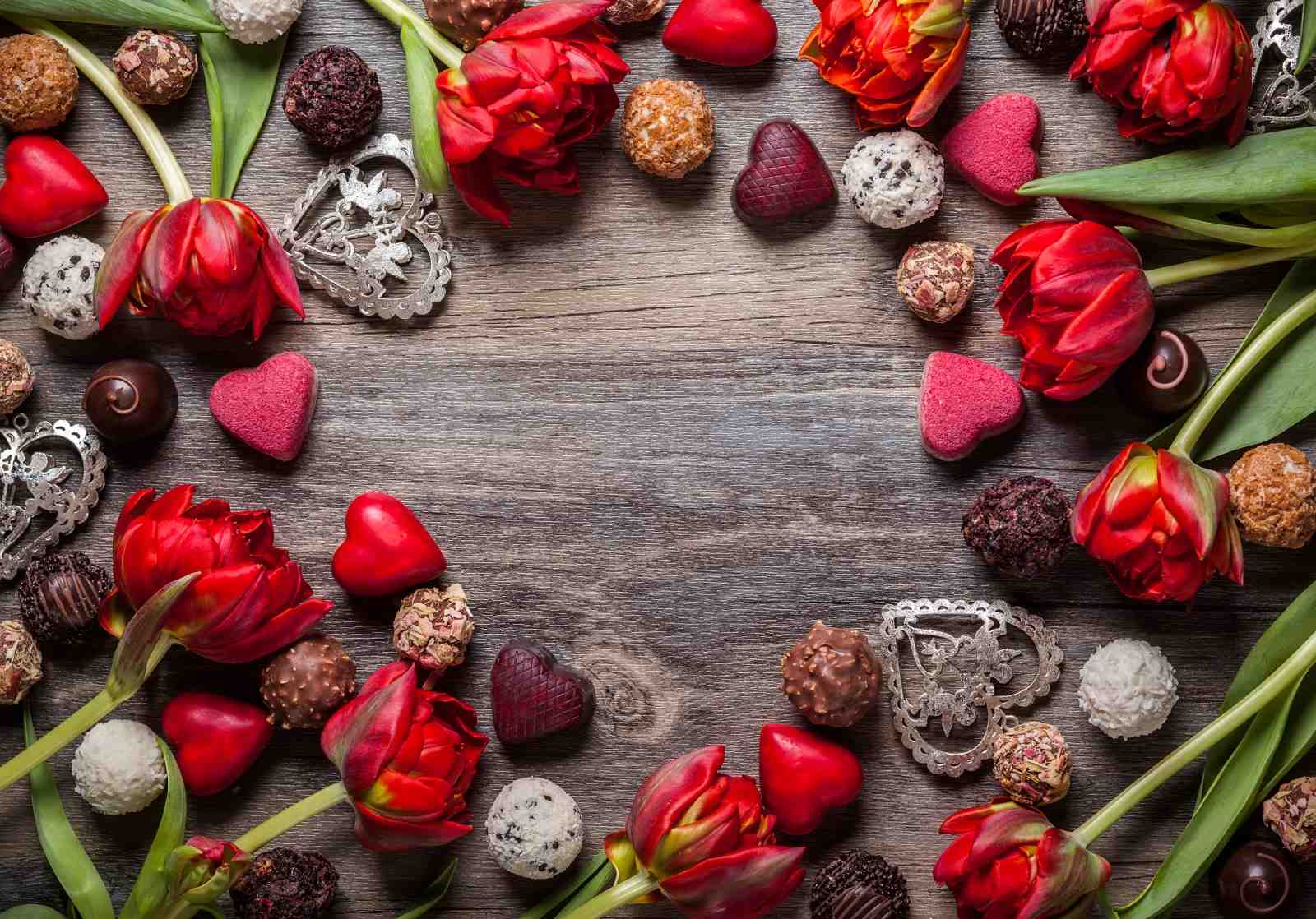 Romantic Red Tulips & Chocolates Wall Art