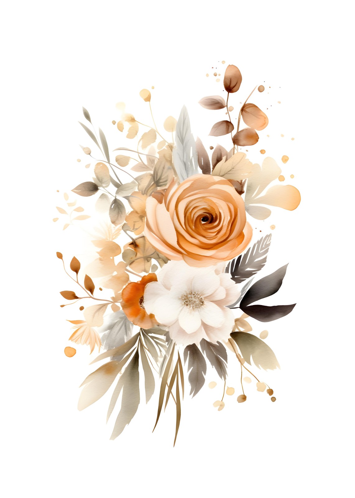 Boho Terracotta Floral Arrangement Wall Art