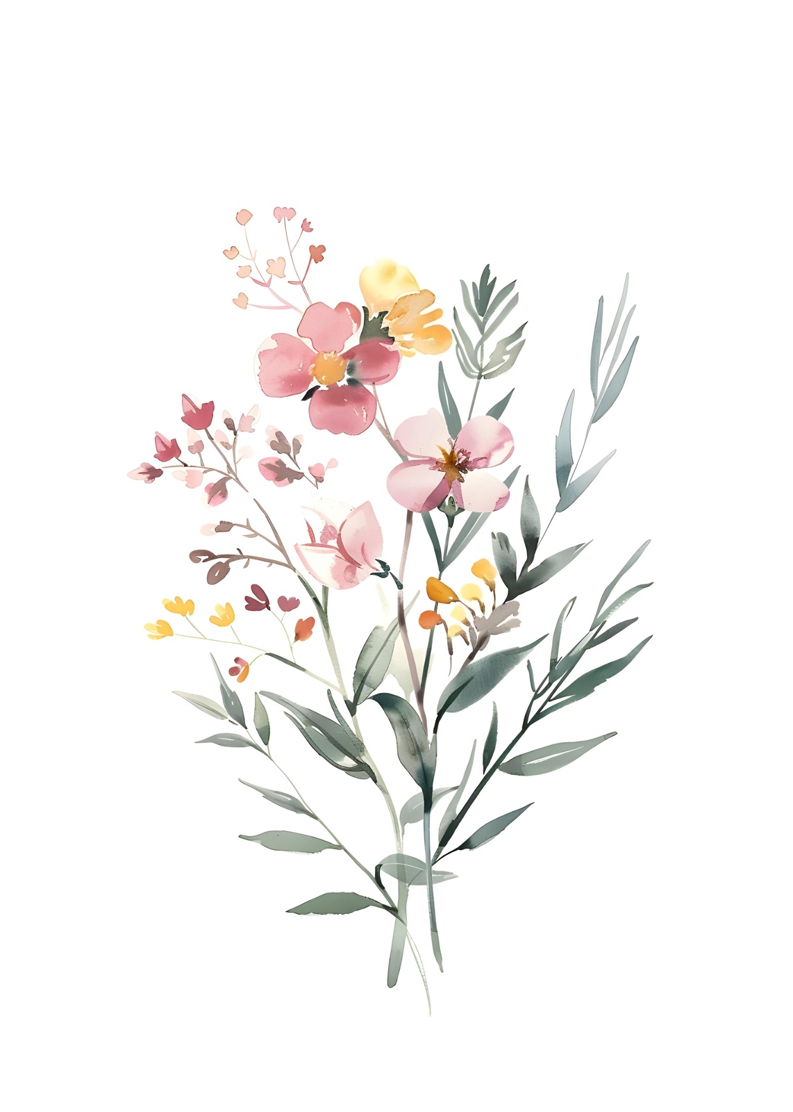 Watercolor Floral Bouquet Wall Art