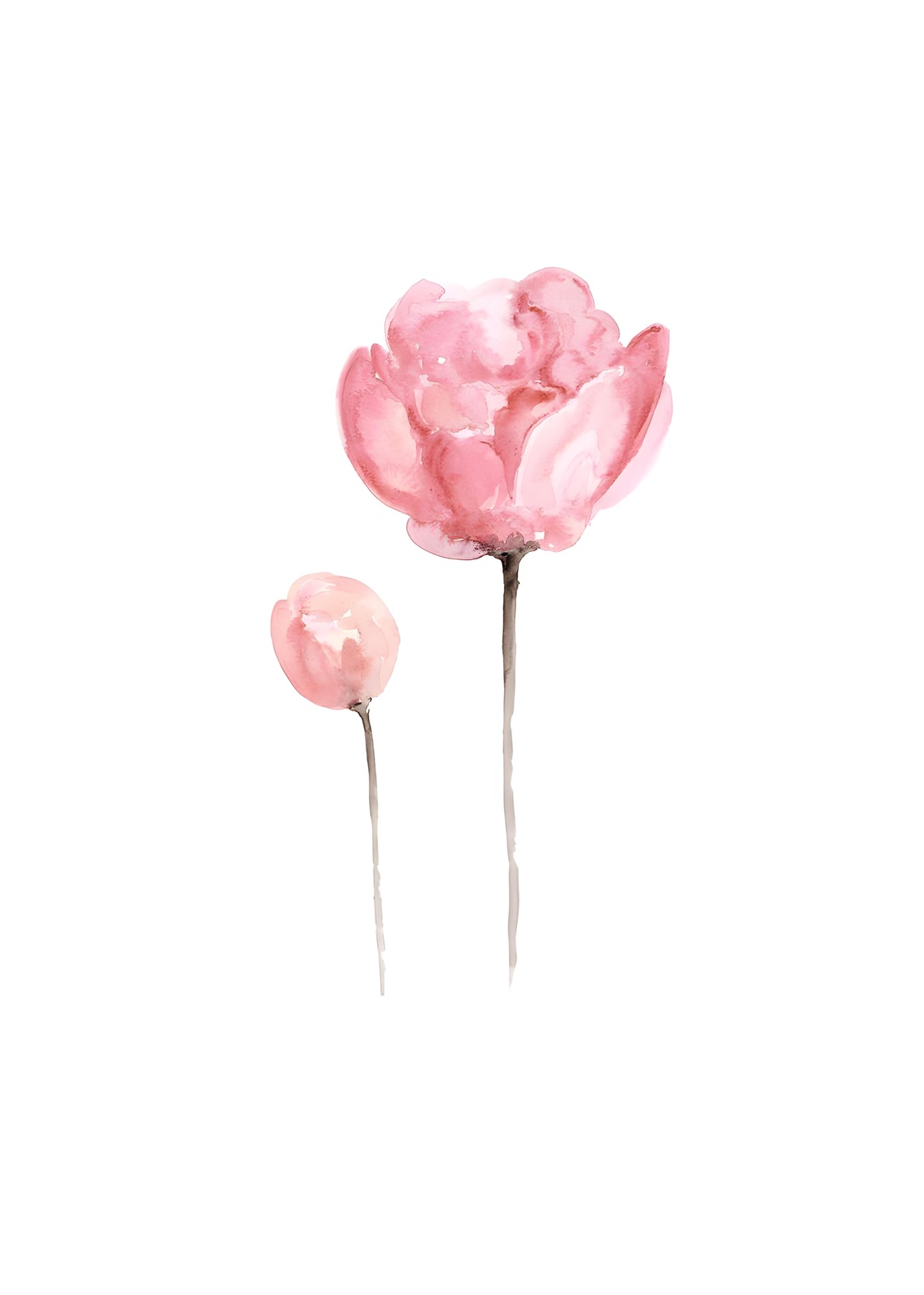 Delicate Pink Floral Watercolor Wall Art