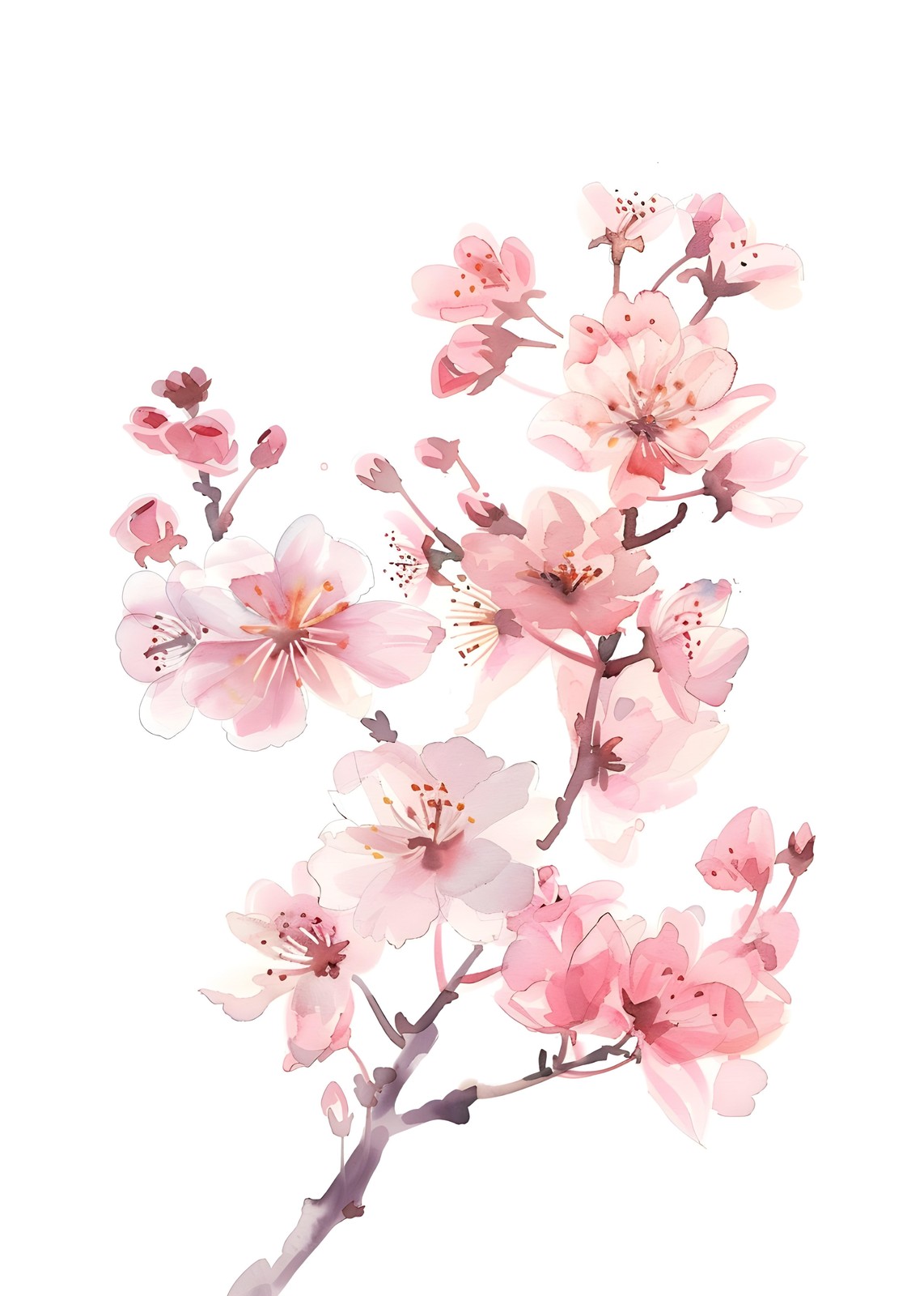 Blossoming Serenity Pink Cherry Blossom Wall Art