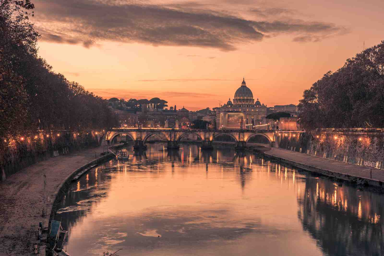 Rome Sunset Tiber River St. Peter's Basilica Wall Art