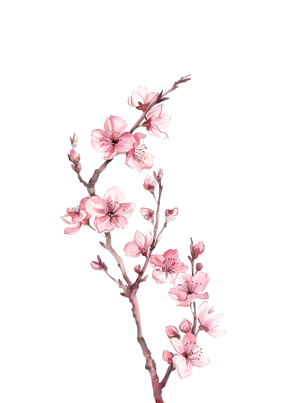 Delicate Pink Blossom Branch Wall Art