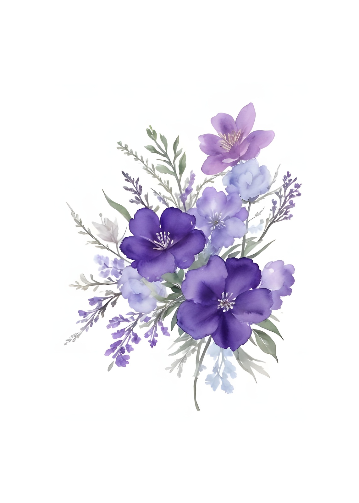 Elegant Purple Floral Watercolor Wall Art