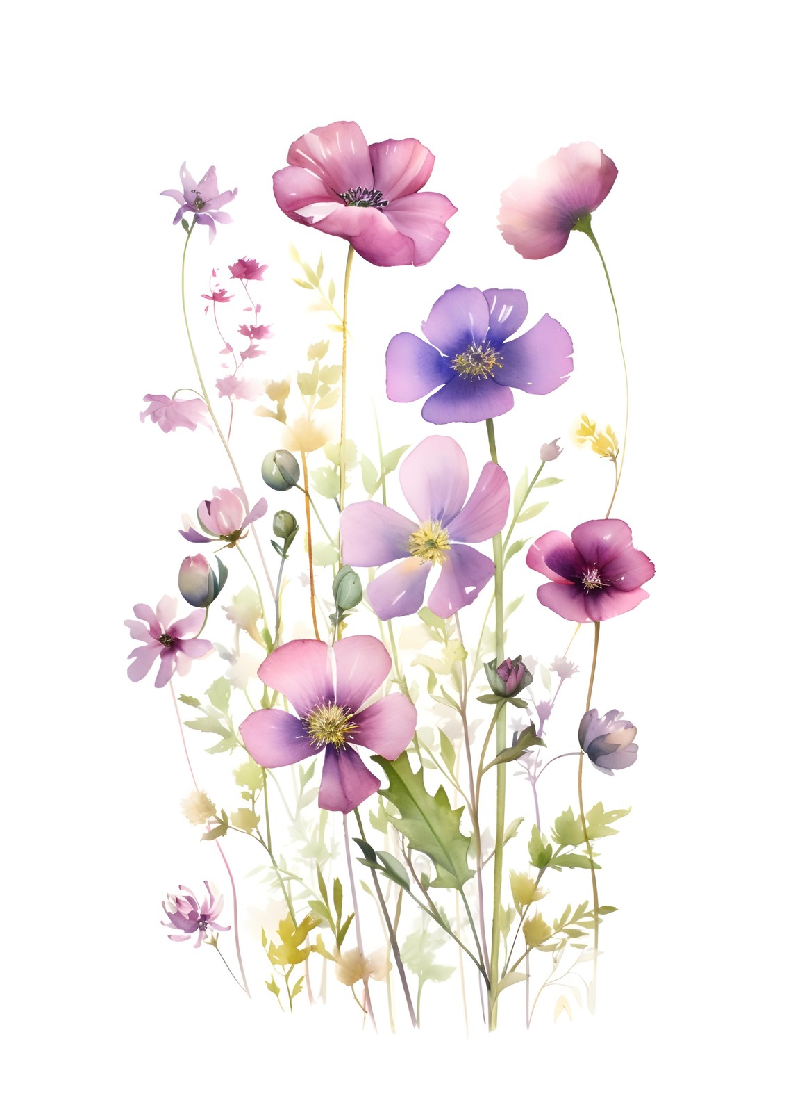 Vibrant Watercolor Wildflower Meadow Wall Art