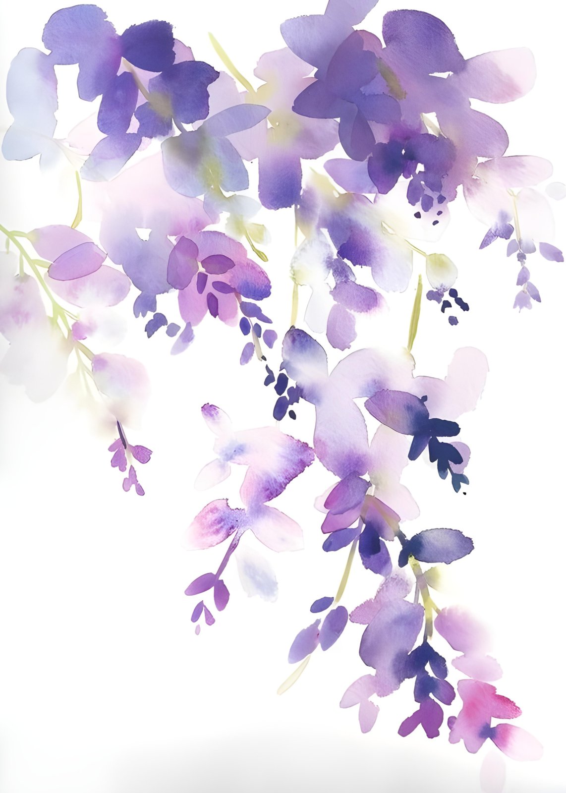 Serene Purple Floral Watercolor Wall Art