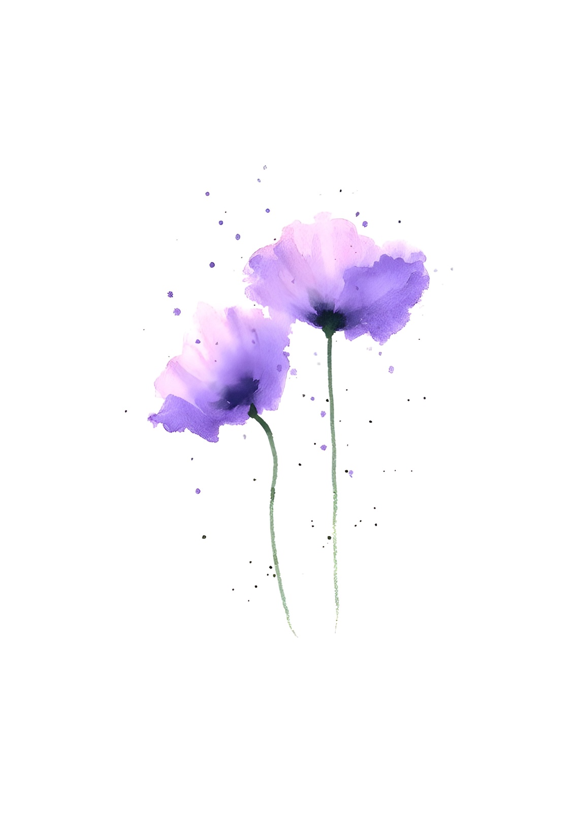Soft Lavender Poppies Watercolor Wall Art