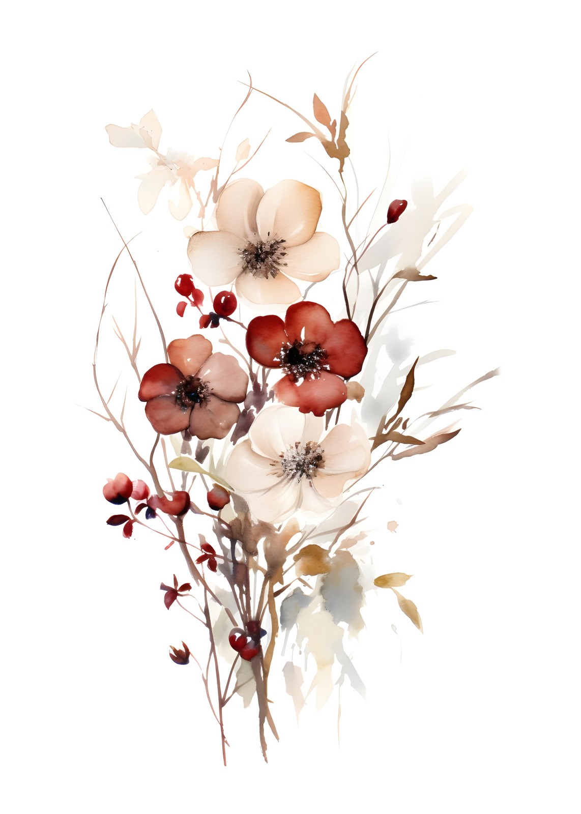Ethereal Bloom Watercolor Floral Wall Art