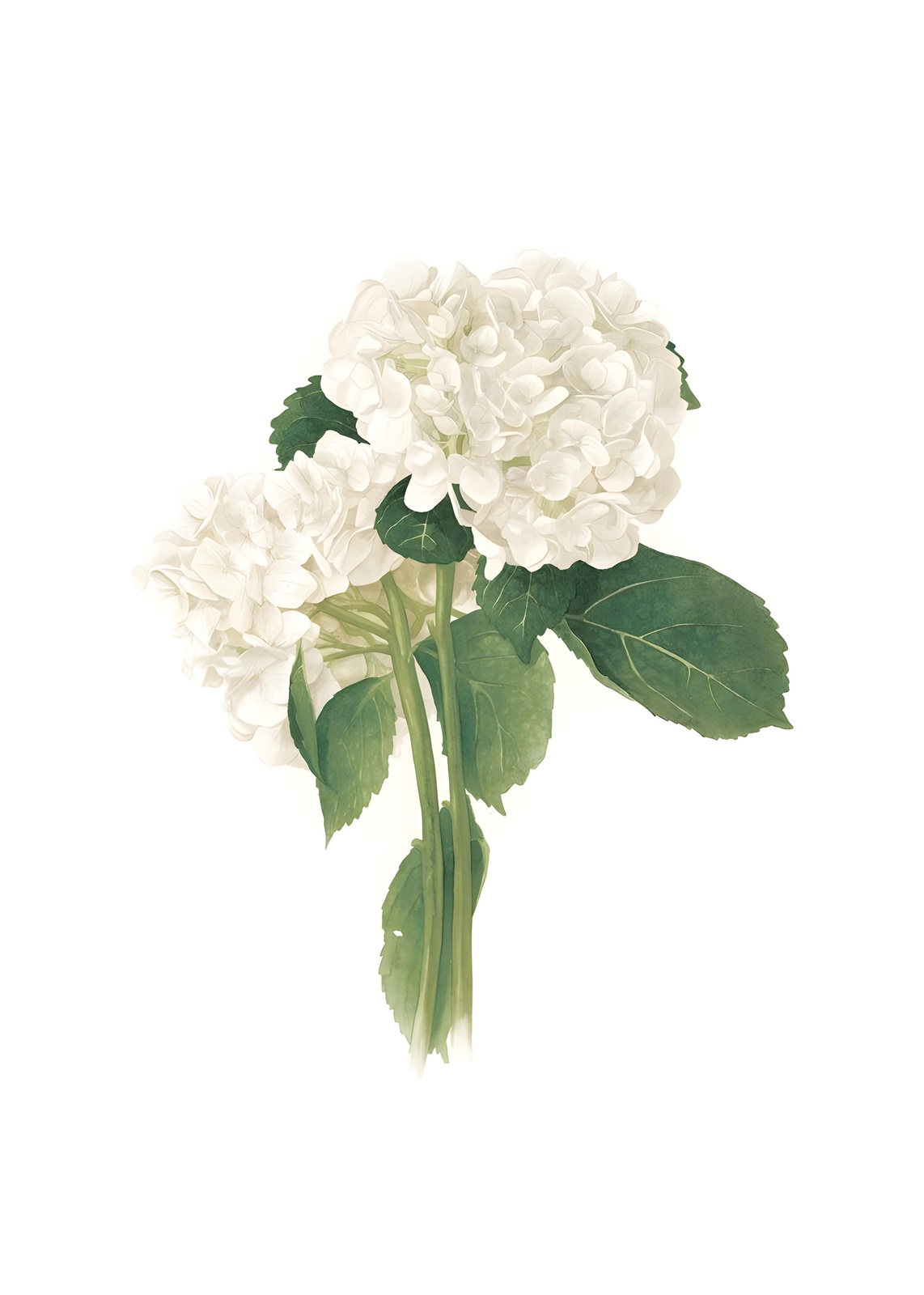 Elegant White Hydrangeas Floral Wall Art