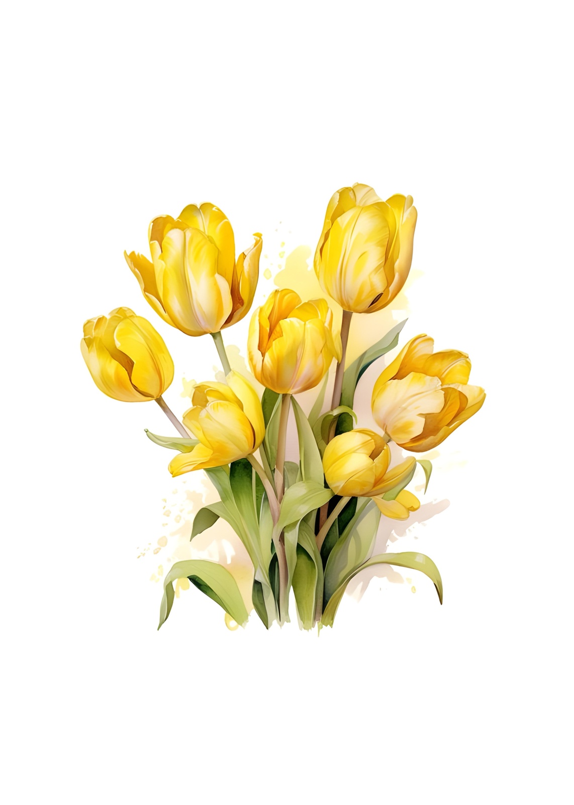 Vibrant Yellow Tulips Spring Bouquet Wall Art