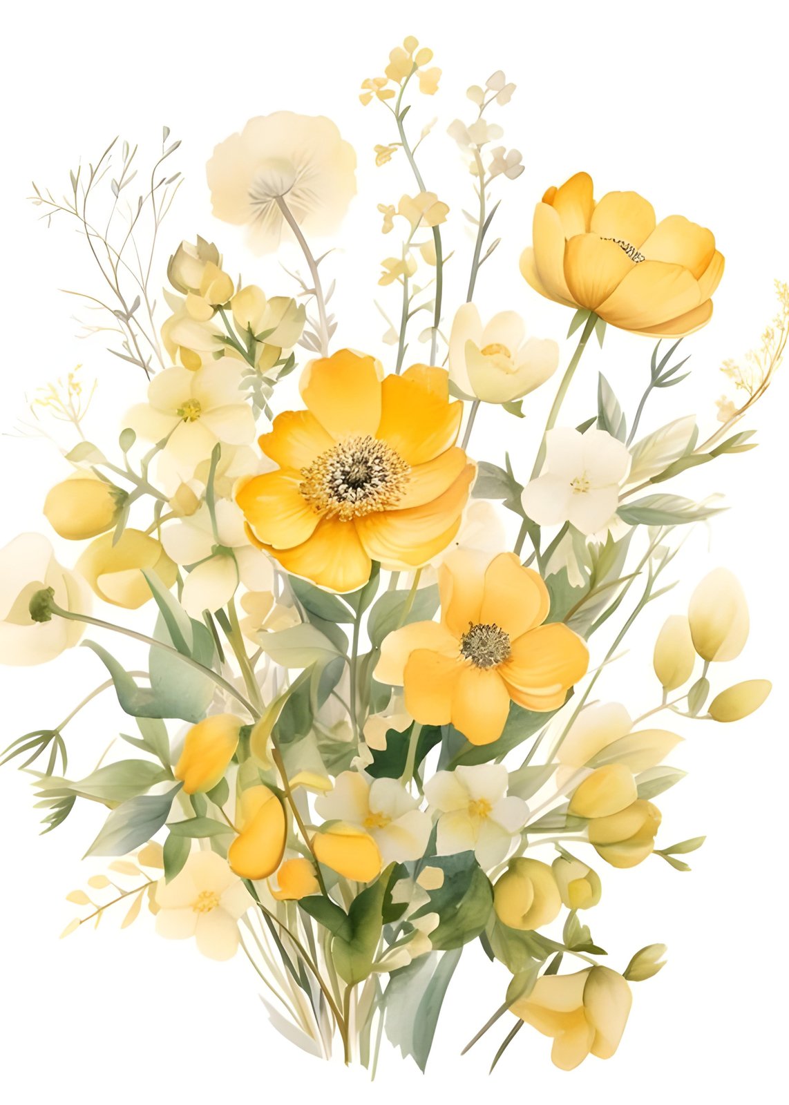 Vibrant Yellow Floral Meadow Wall Art