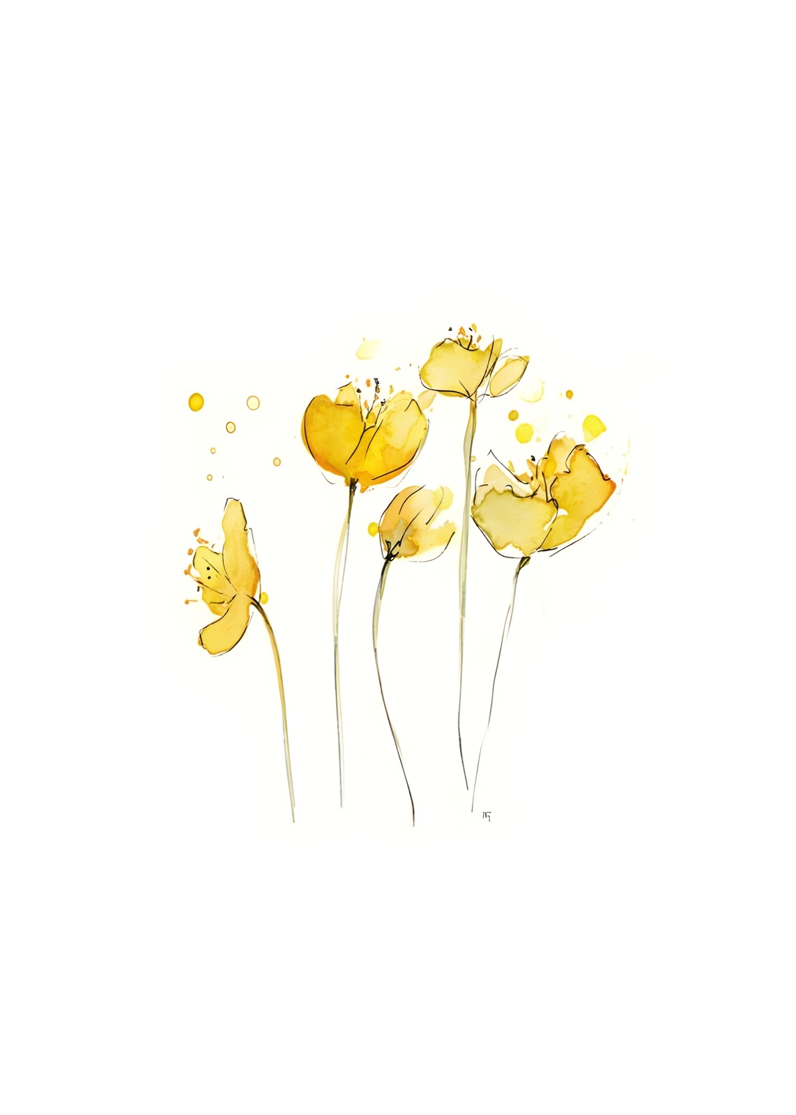 Yellow Poppy Watercolor Botanical Wall Art