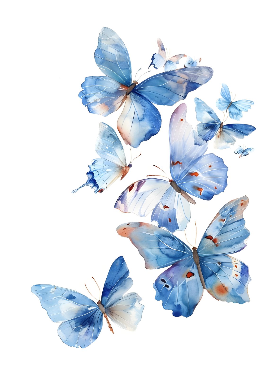 Serene Blue Butterfly Watercolor Wall Art