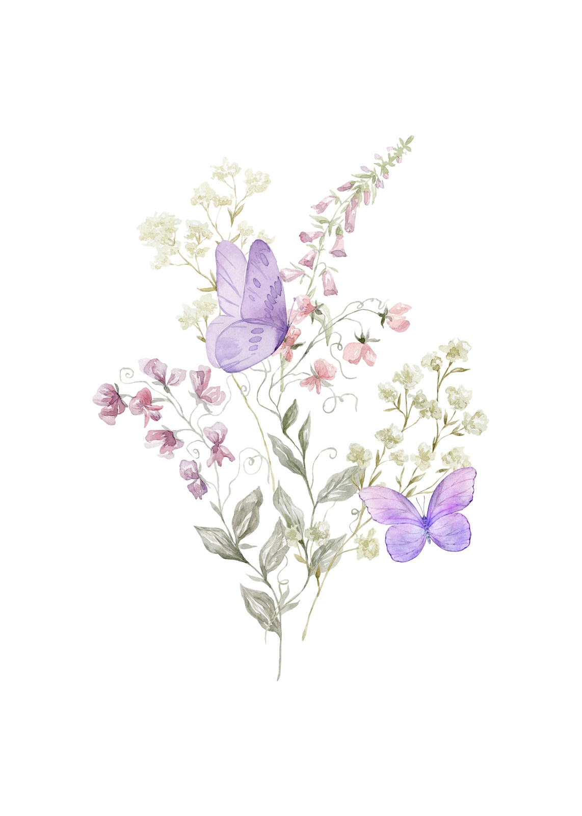 Enchanting Lavender Butterfly Floral Wall Art