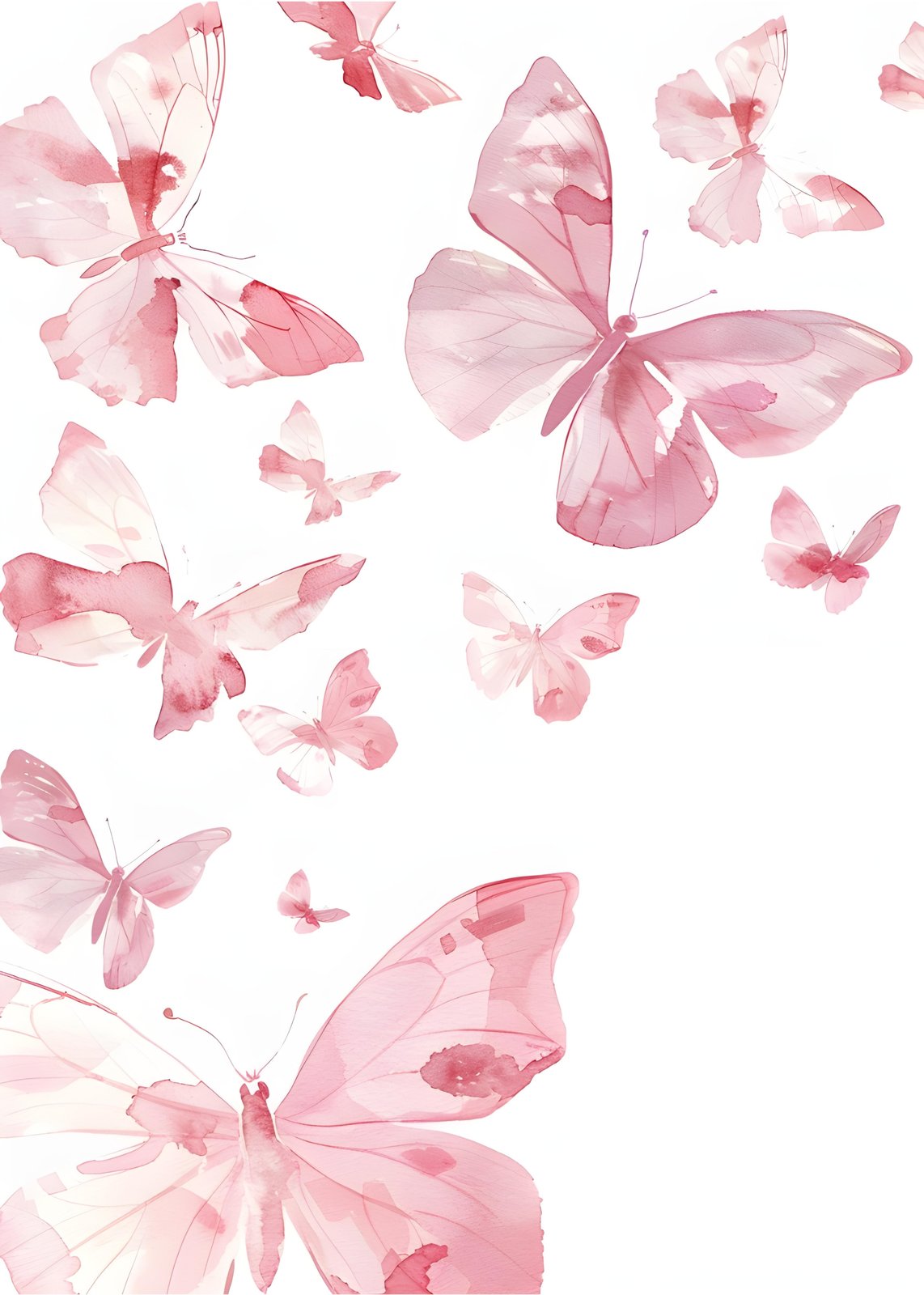 Delicate Pink Butterflies Watercolor Wall Art