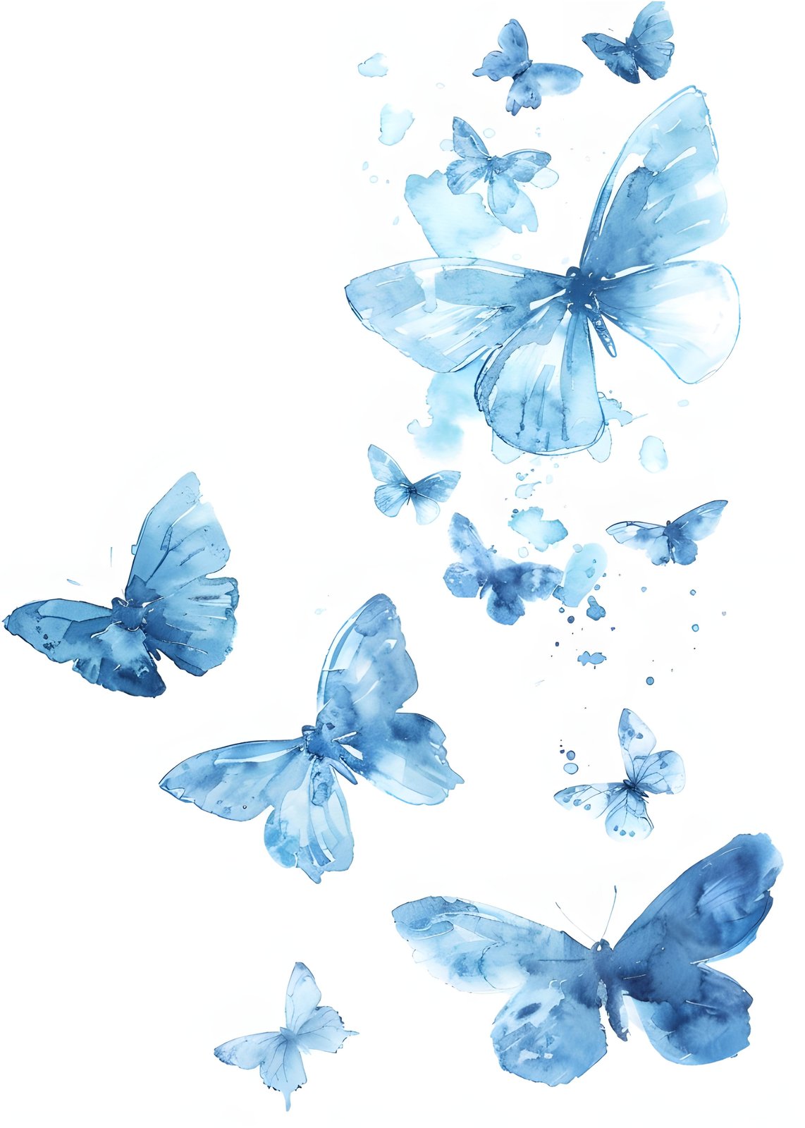 Serene Blue Butterfly Watercolor Wall Art