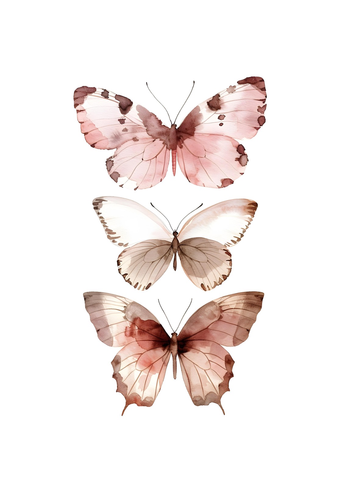 Watercolor Butterfly Trio Wall Art
