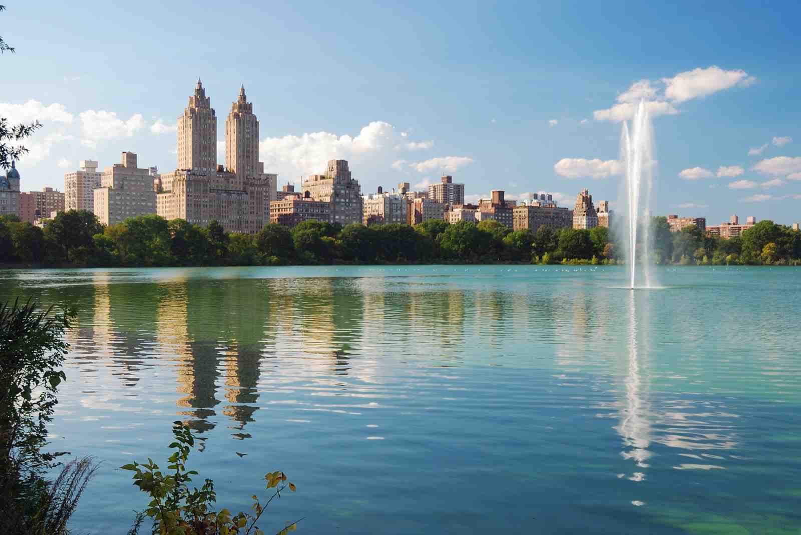 NYC Skyline Central Park Lake Fountain Wall Art