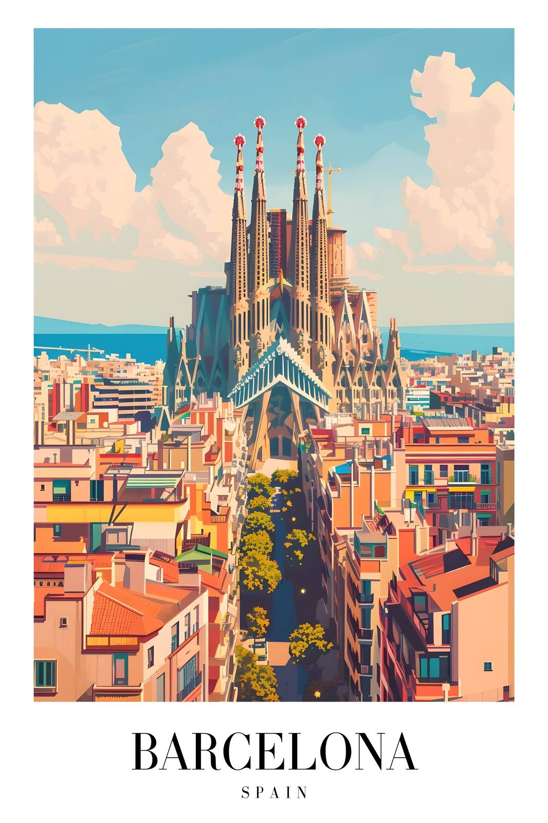 Barcelona Sagrada Familia Skyline Wall Art