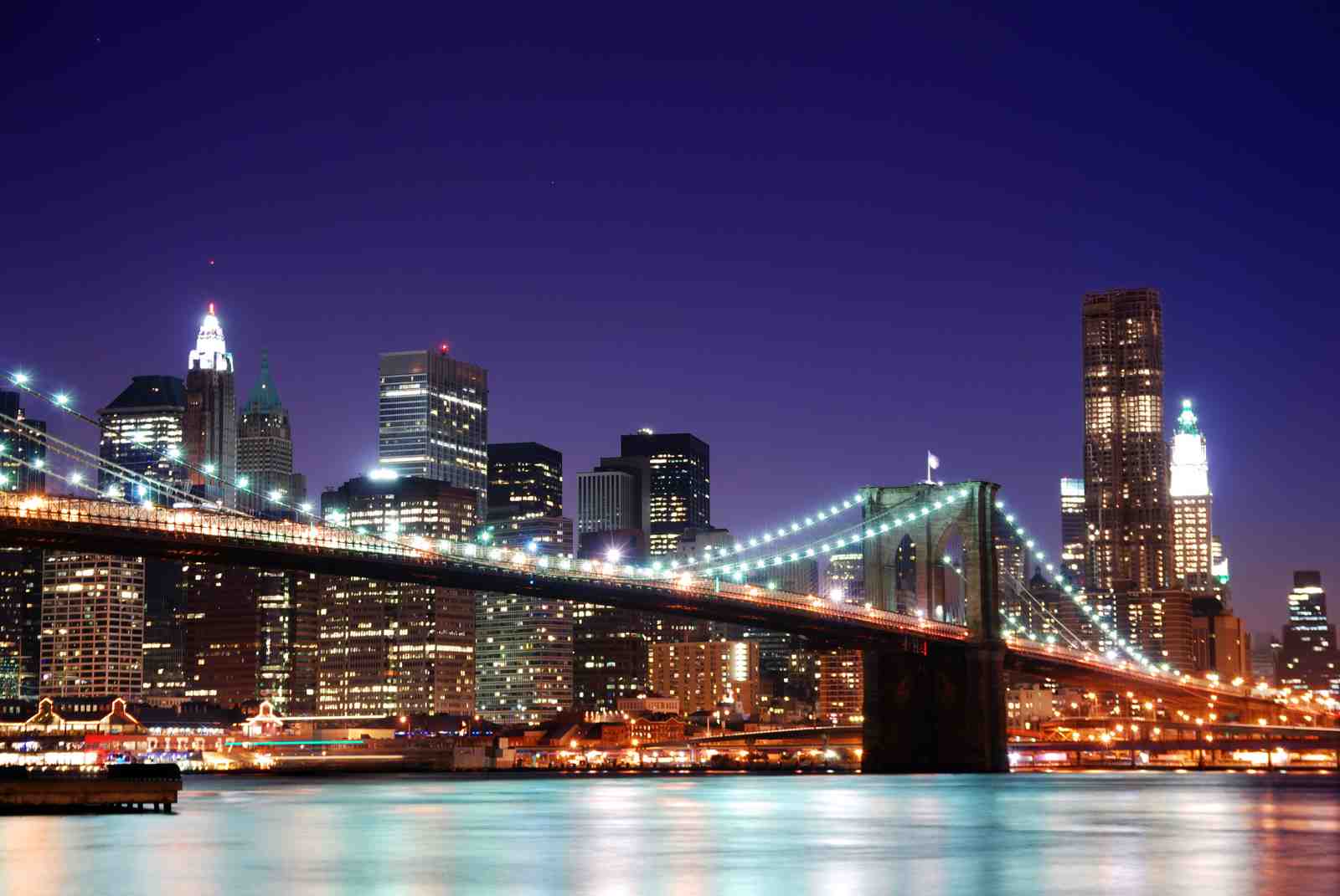 Brooklyn Bridge Night Skyline Wall Art