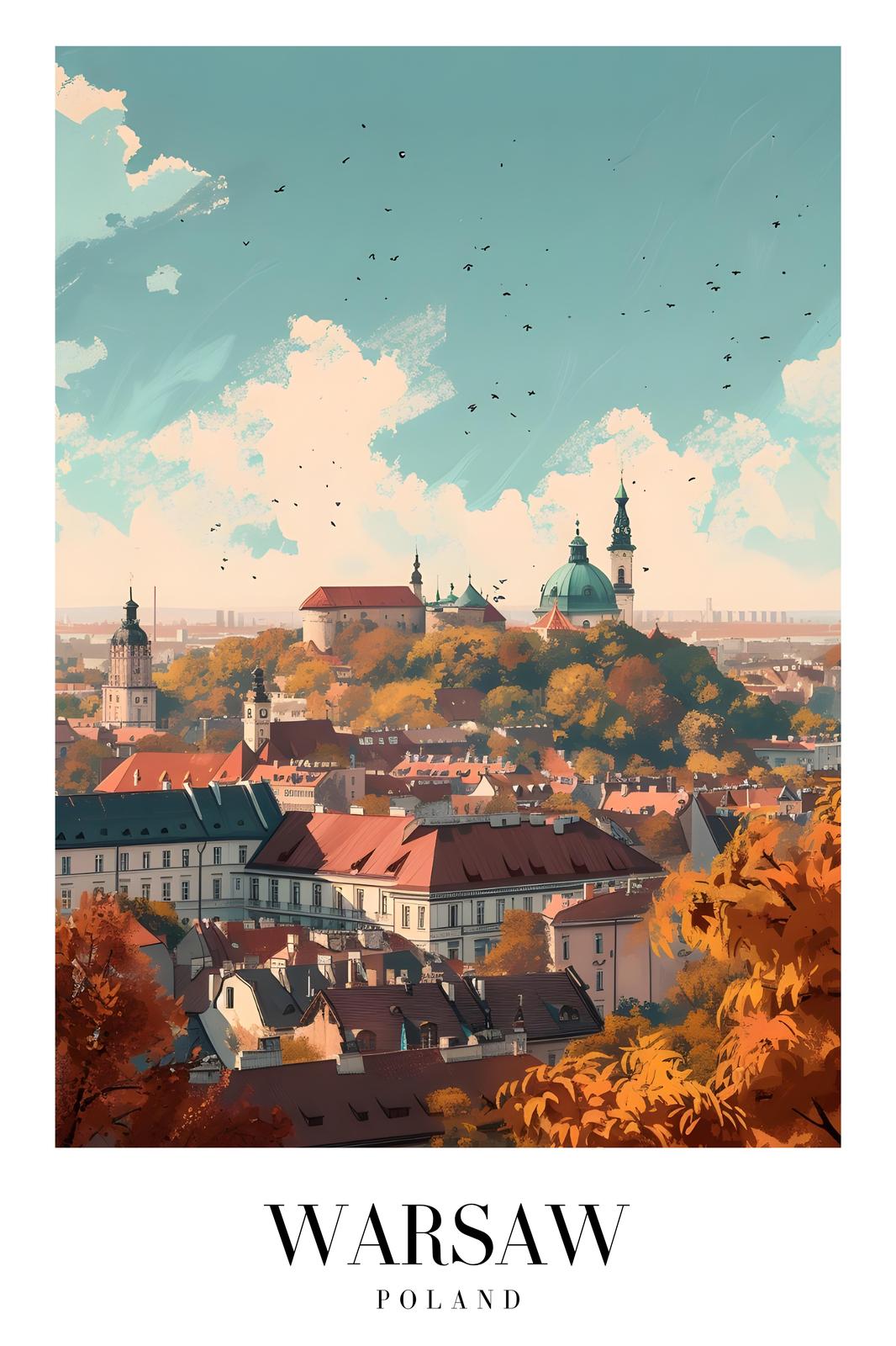 Autumn Warsaw Skyline Wall Art