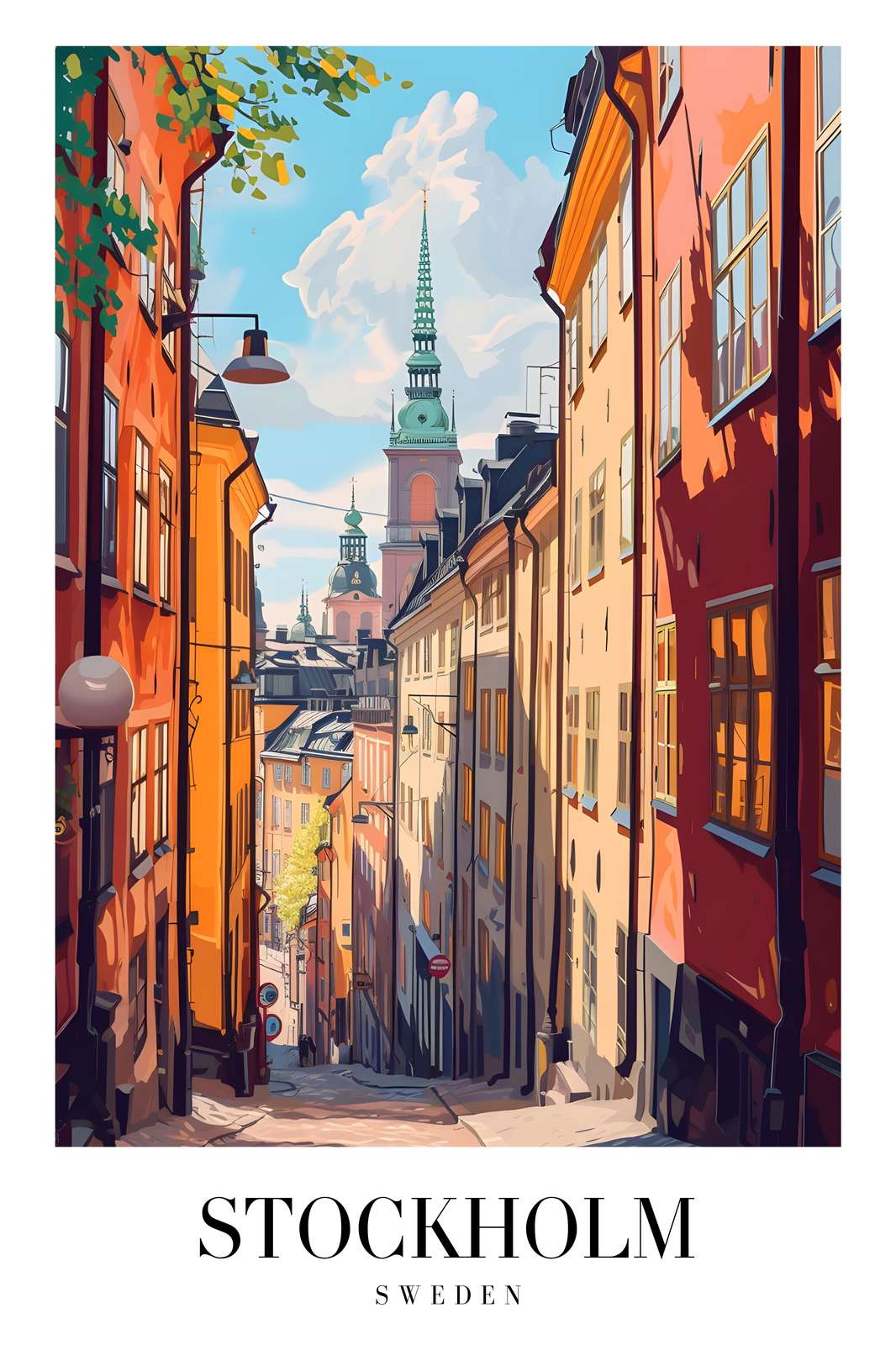 Vibrant Stockholm Alleyway Wall Art