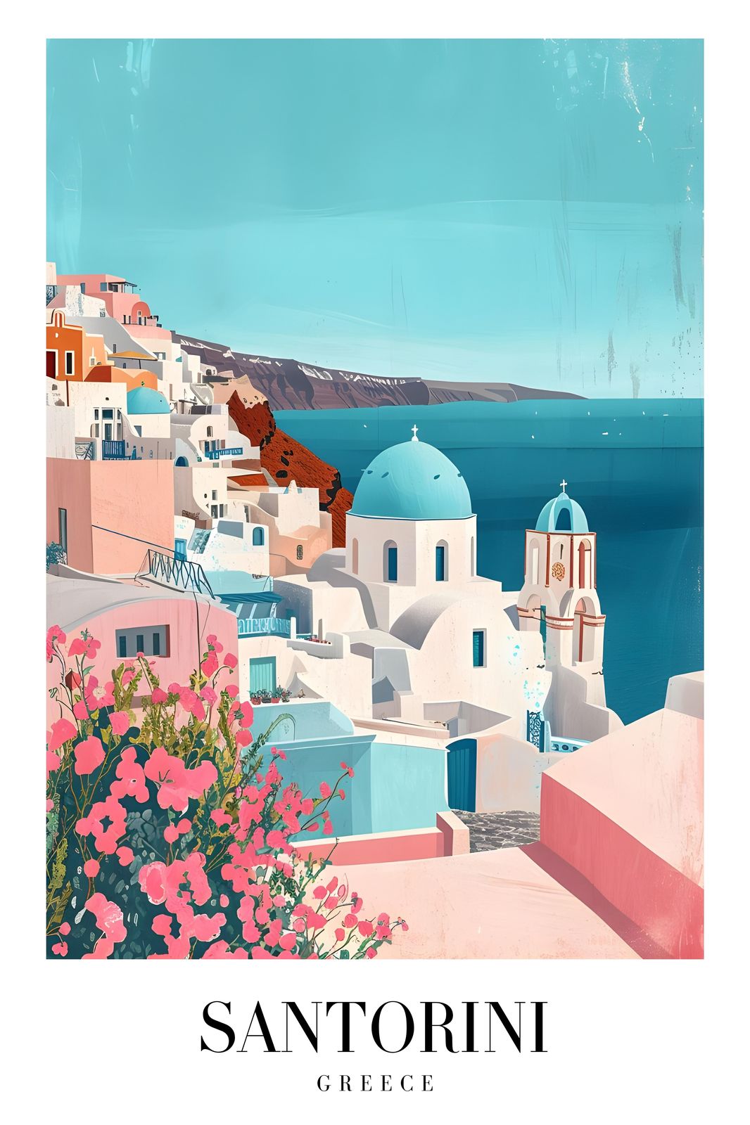 Santorini Greece Coastal Village Wall Art