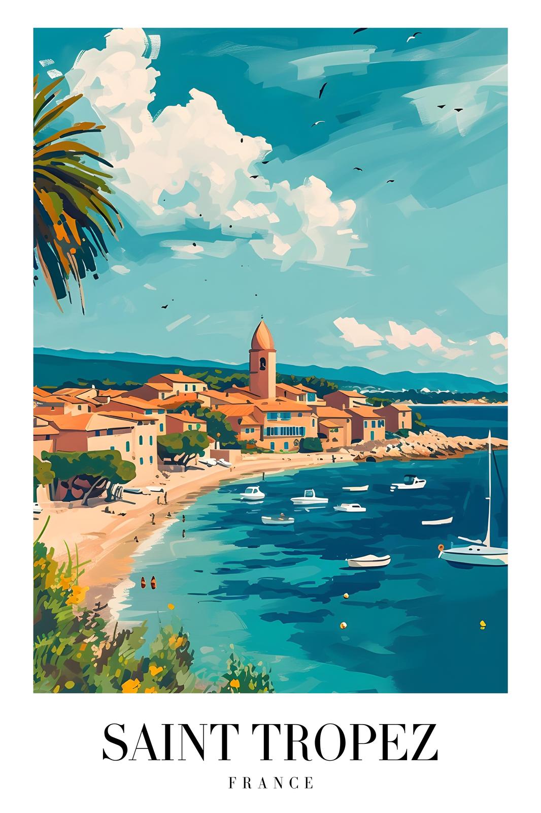 Saint Tropez Beach & Harbor Wall Art