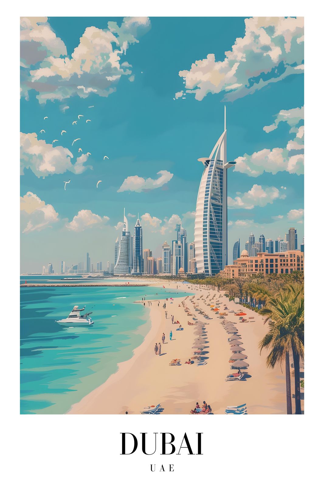 Dubai Beach Skyline Wall Art