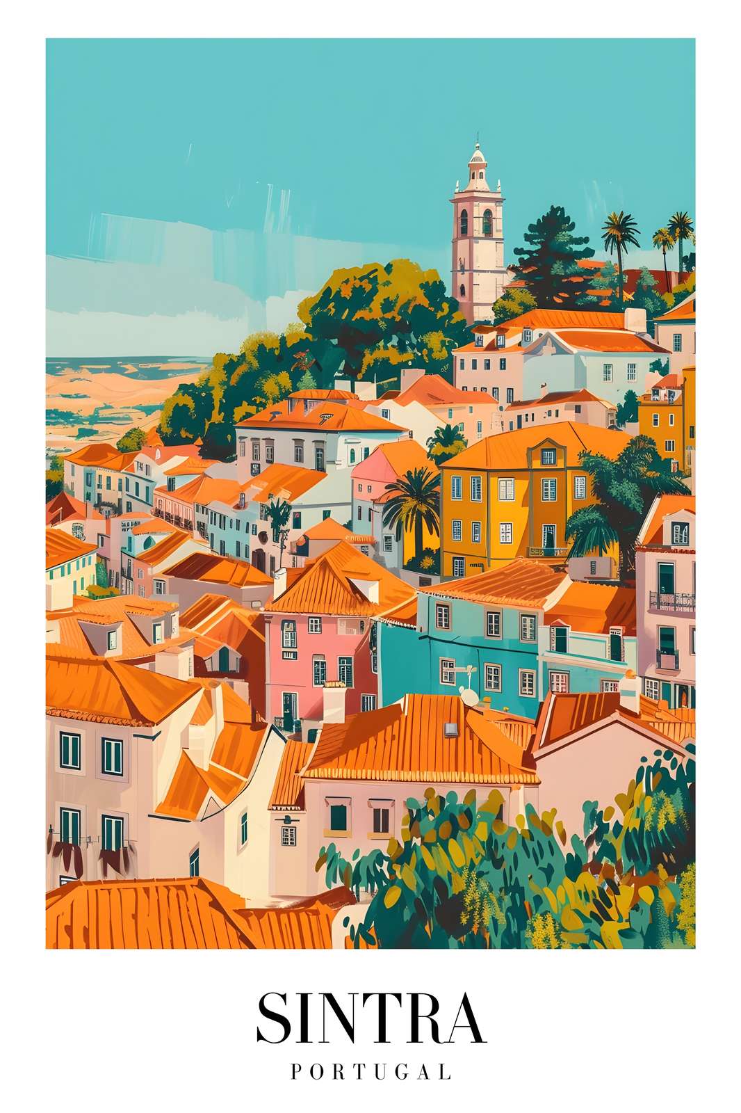 Vibrant Sintra Portugal Cityscape Wall Art